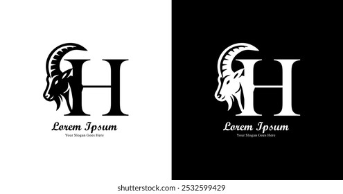 Logo design in the shape of a goat's head combined with the letter H