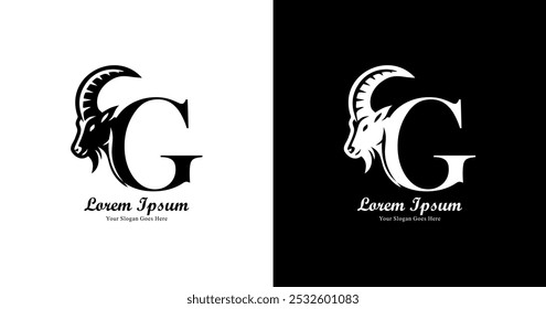 Logo design in the shape of a goat's head combined with the letter G