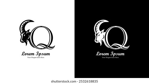 Logo design in the shape of a goat's head combined with the letter Q