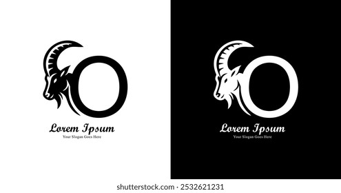 Logo design in the shape of a goat's head combined with the letter O