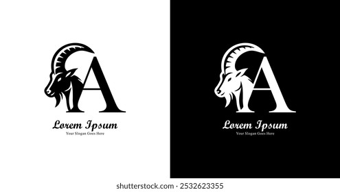 Logo design in the shape of a goat's head combined with the letter A