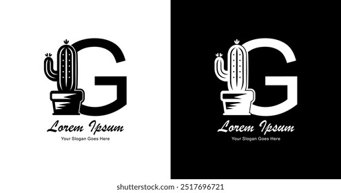 The logo design is in the shape of a G-shaped with a combination of cacti and modern style
