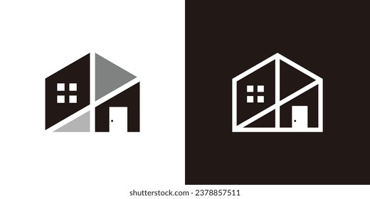 logo design in the shape of a house in an abstract style.