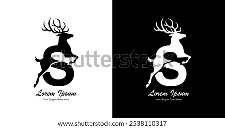 logo design in the shape of a jumping deer combined with the letter S