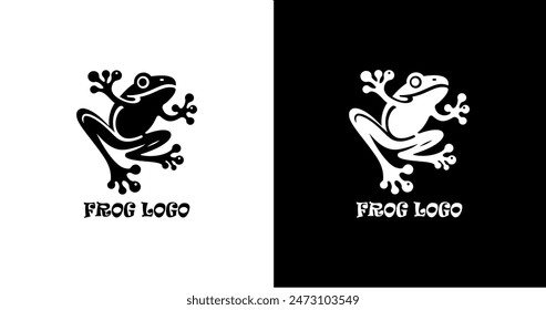 Logo-Design in Form eines springenden Frosches mit einer Bodenansicht