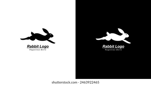 logo design in the shape of a jumping rabbit