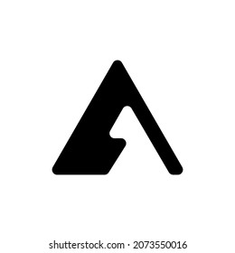 Logo design in the shape of the letter A with a few touches of curves in it