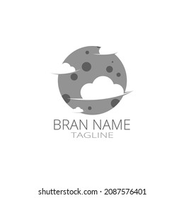 Logo design in the shape of a moon covered in clouds. which is very suitable to be used as a brand, company, or vector identity