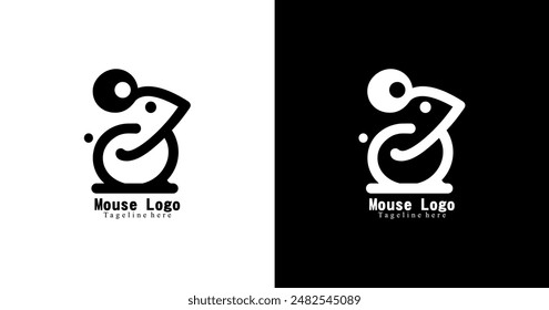 Un diseño de logotipo en forma de ratón con un estilo minimalista