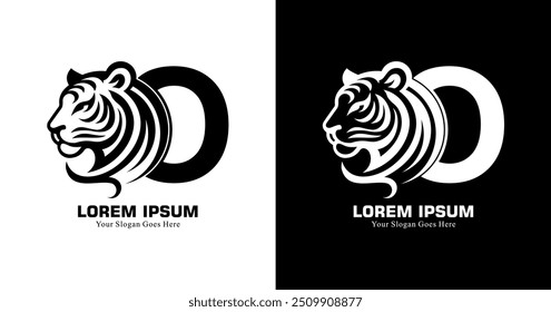 Logo design in the shape of an O combined with a tiger's head
