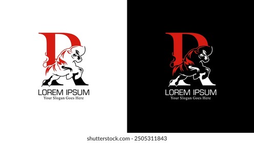 Logo design in the shape of an R combined with a bison