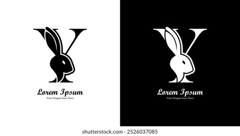 Logo design in the shape of a rabbit head combined with the letter Y