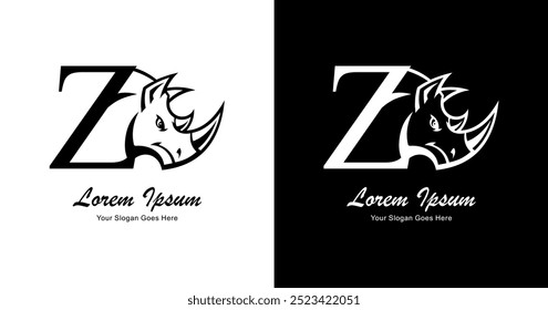 Logo design in the shape of a rhinoceros head combined with the letter Z