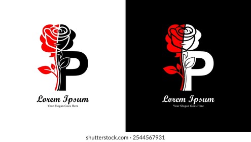 The logo design is in the shape of a rose combined with the letter P