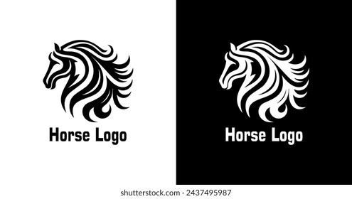 The logo design is in the shape of a running horse's head with hair blowing in the wind