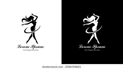 Logo design in the shape of a silhouette of a dancing woman in a modern style