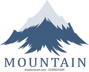 Logo design in the shape of a snow mountain in a flat style, in blue