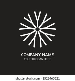 The logo design is in the shape of a snowflake icon. Monochrome color. For corporate identity or services in winter.