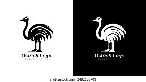 A logo design in the shape of a standing ostrich