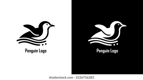 Diseño de logotipo en forma de pingüino nadador