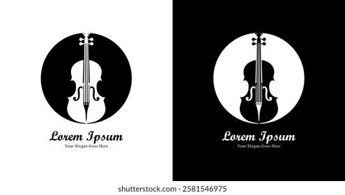 The logo design is in the shape of a violin combined with a circle and has a modern style