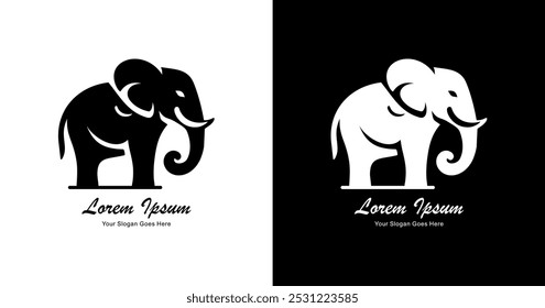 Design de logotipo na forma de um elefante andando em um estilo moderno