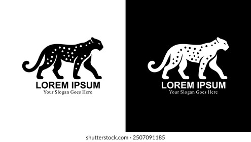 Diseño de logotipo en forma de leopardo andante