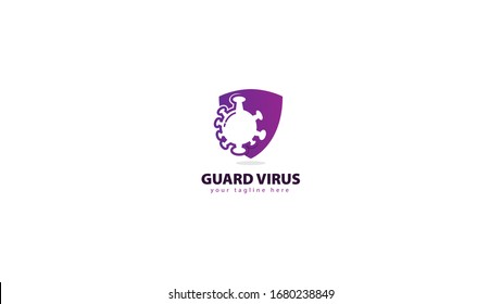 logo design shield in combination with a virus (corona). vector