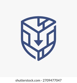 Blindagem de design de logotipo para proteção, segurança, força e proteção. Ilustração de vetor