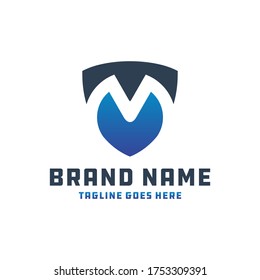 logo design shield letter M