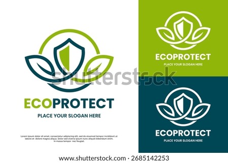 A logo design of a shield made from green leaves. It represents environmental protection, natural safety, and organic quality. Suitable for eco-friendly brands and conservation groups.