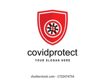 Logo Design. Shield with mask vector logo template. This logo suitable for preventive from virus. Vector
