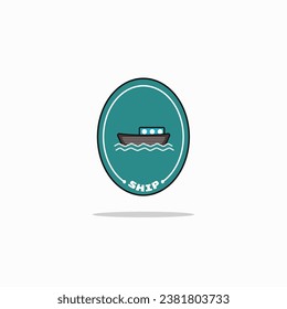 Logo design of ship in the sea