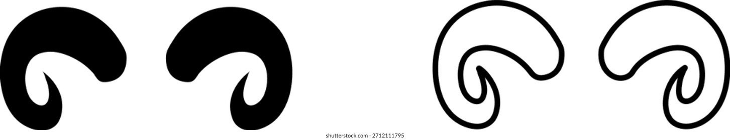 Logo-Design mit zwei stilisierten Ohrformen in Schwarz-Weiß mit einem einfachen, modernen Look, der sich auf Kurven und Symmetrie konzentriert