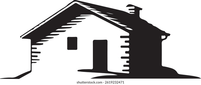 A logo design silhouette house