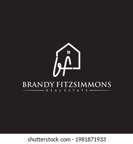 logo design silhouette initial letter bf in the house real estate logo inspiration