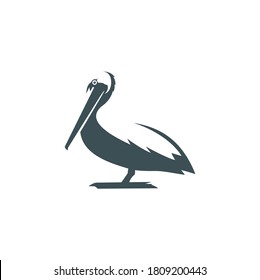 logo design silhouette pelican, water bird, large throat pouch. icon, vector symbol, outline