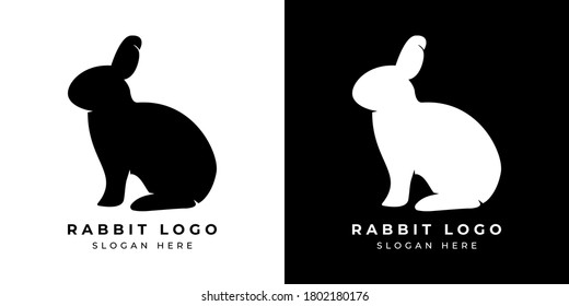Logo Design Silhouette Rabbit Black White