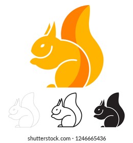 Logo design. Silhouette of a squirrel. Different options.