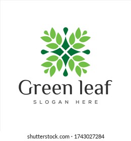 logo design simple and elegant green leaf vector