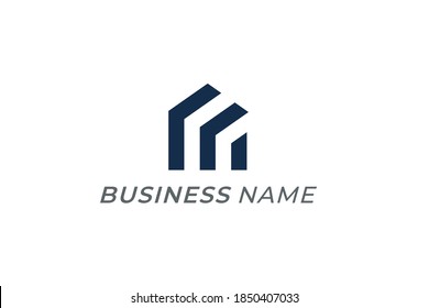 logo design simple home and letter F