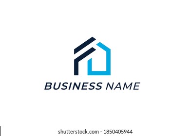 logo design simple house and letter F