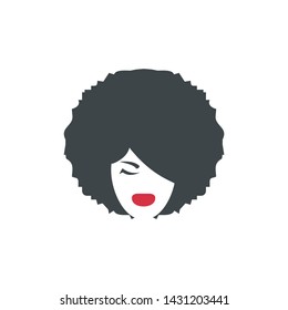 Logo Design Simple Ladies Curly Hair Red Lips