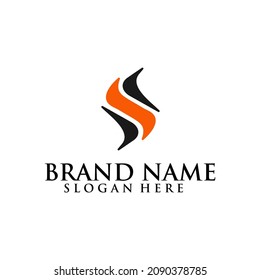 Logo design simple of smoke flames. Creative Lettermark combination of letter S and M.