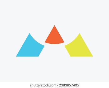 Logo-Design und einfaches Symbol für das abstrakte, bunte, geometrische Dreieck