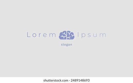 Logo design simple typography brain design technology