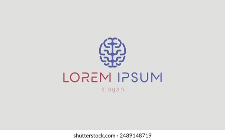Logo design simple typography brain design technology illustration