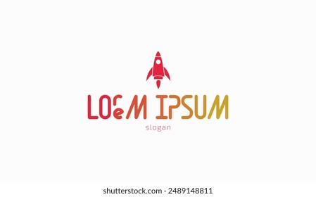 Diseño de logotipo simple cohete tipográfico despega la tecnología de diseño