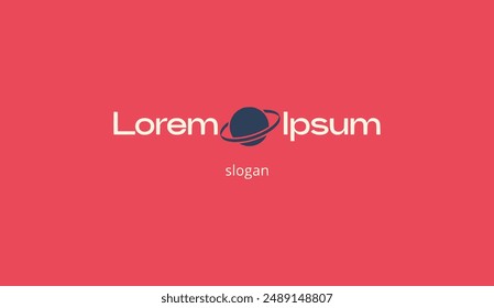 Logo design simple typography Saturn planet design technology