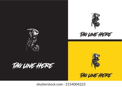 logo design of skull and sword vector black and white